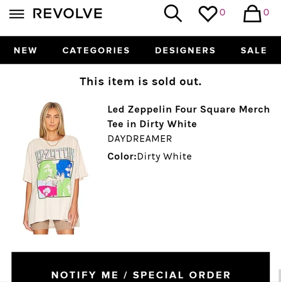 REVOLVE DAYDREAMER Led Zeppelin Four Square Merch Tee, Dirty White NWT, Size S - Picture 11 of 16